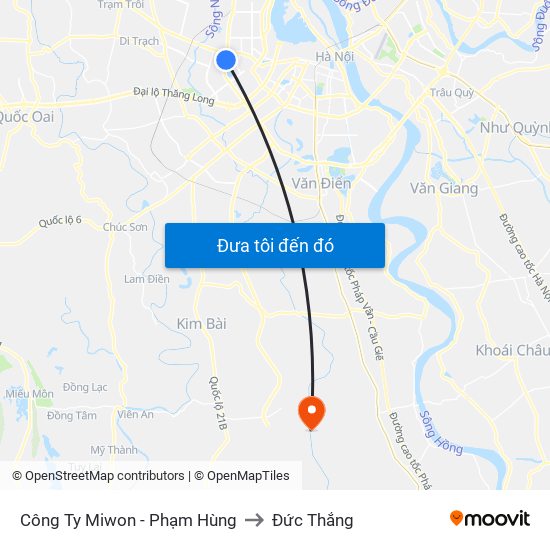 Công Ty Miwon - Phạm Hùng to Đức Thắng map