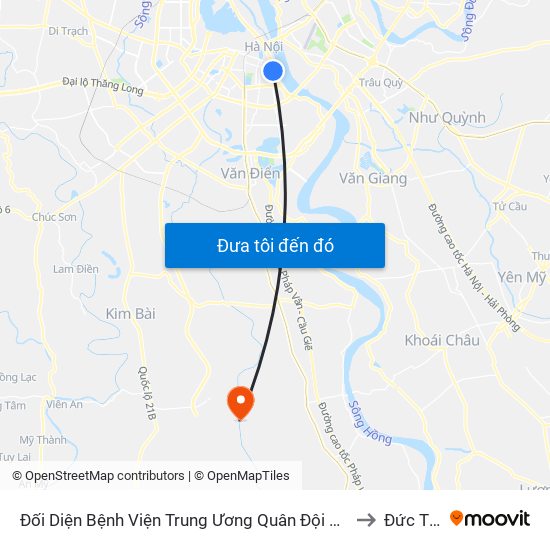 Đối Diện Bệnh Viện Trung Ương Quân Đội 108 - Trần Hưng Đạo to Đức Thắng map