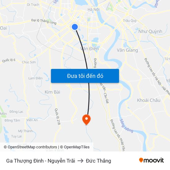 Ga Thượng Đình - Nguyễn Trãi to Đức Thắng map