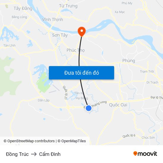 Đồng Trúc to Cẩm Đình map