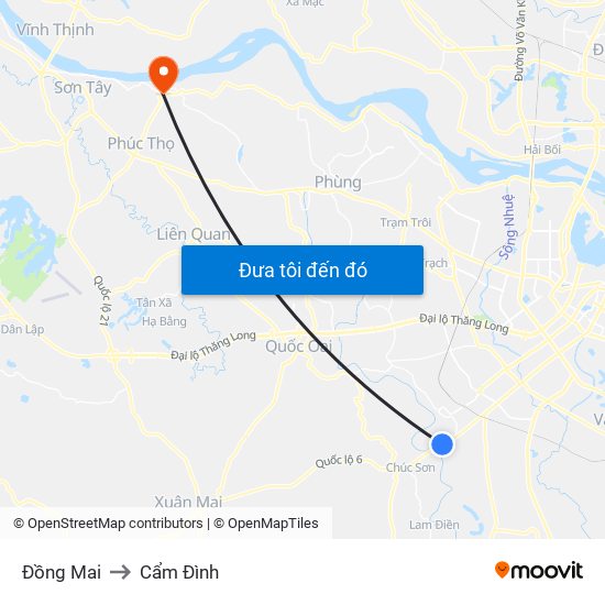 Đồng Mai to Cẩm Đình map