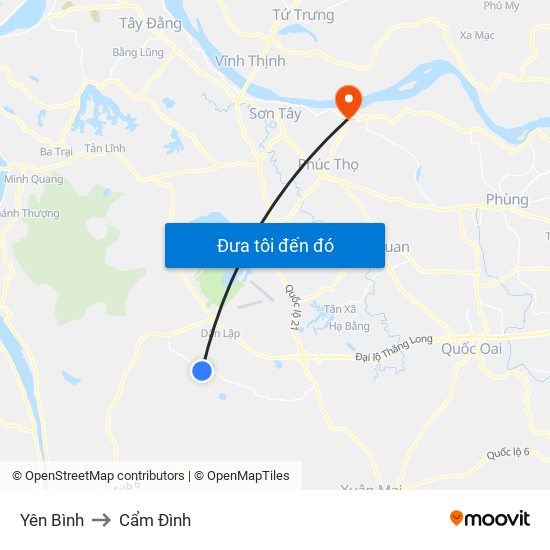 Yên Bình to Cẩm Đình map