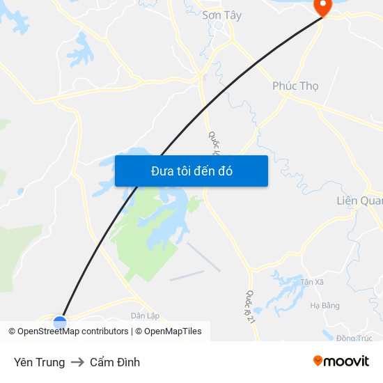 Yên Trung to Cẩm Đình map