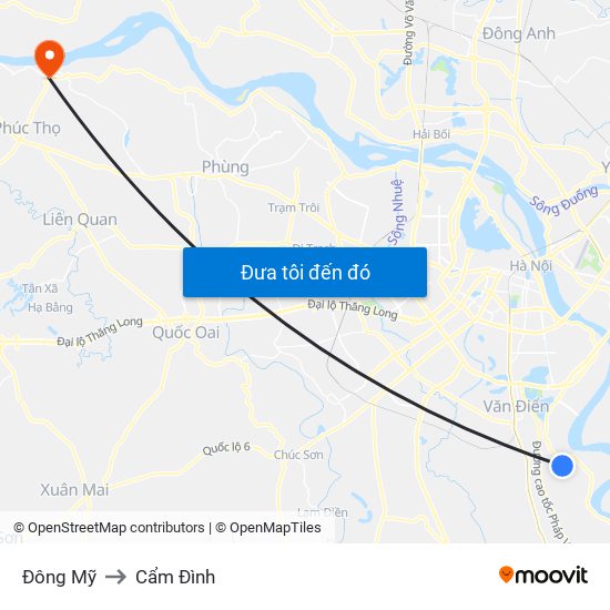 Đông Mỹ to Cẩm Đình map