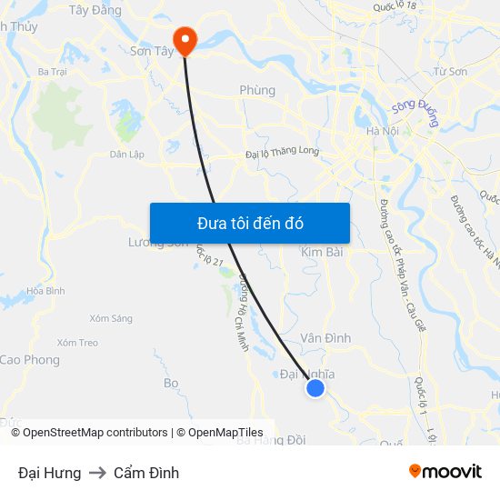 Đại Hưng to Cẩm Đình map