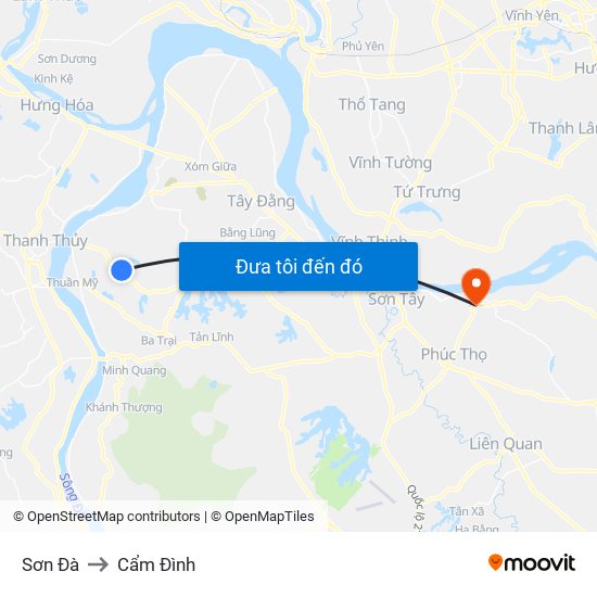 Sơn Đà to Cẩm Đình map