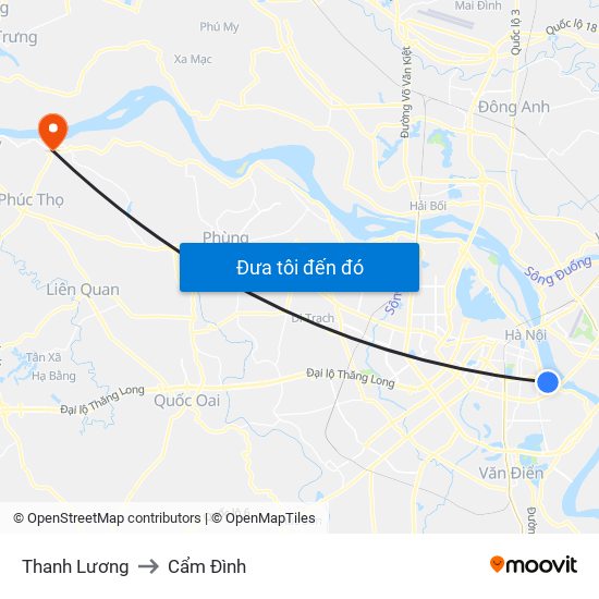 Thanh Lương to Cẩm Đình map