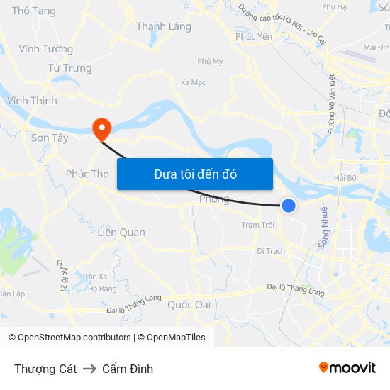 Thượng Cát to Cẩm Đình map