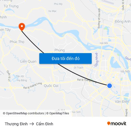 Thượng Đình to Cẩm Đình map