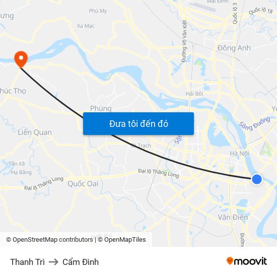Thanh Trì to Cẩm Đình map