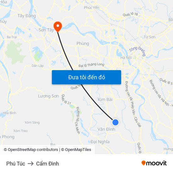 Phú Túc to Cẩm Đình map