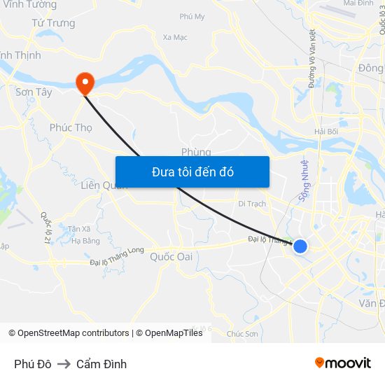 Phú Đô to Cẩm Đình map