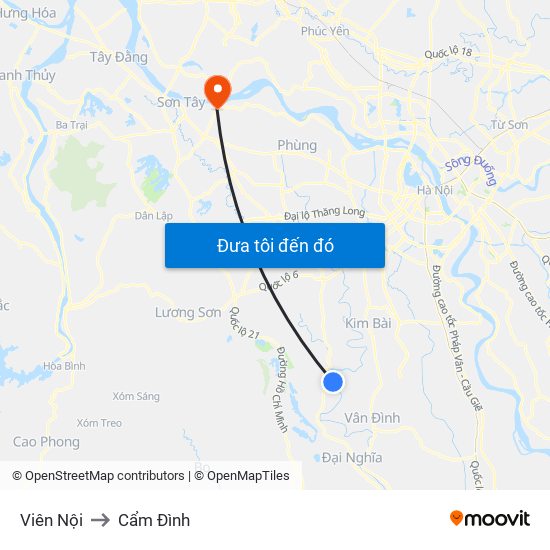 Viên Nội to Cẩm Đình map