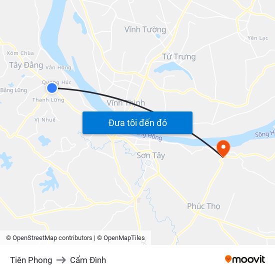 Tiên Phong to Cẩm Đình map