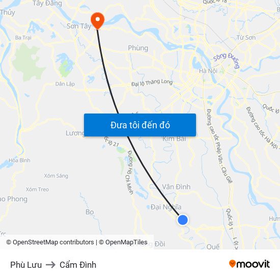 Phù Lưu to Cẩm Đình map