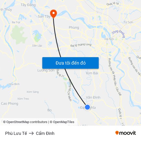 Phù Lưu Tế to Cẩm Đình map