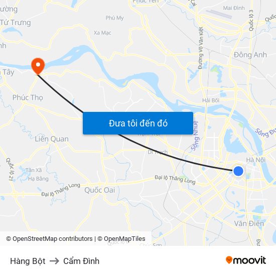 Hàng Bột to Cẩm Đình map