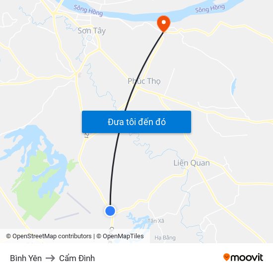 Bình Yên to Cẩm Đình map