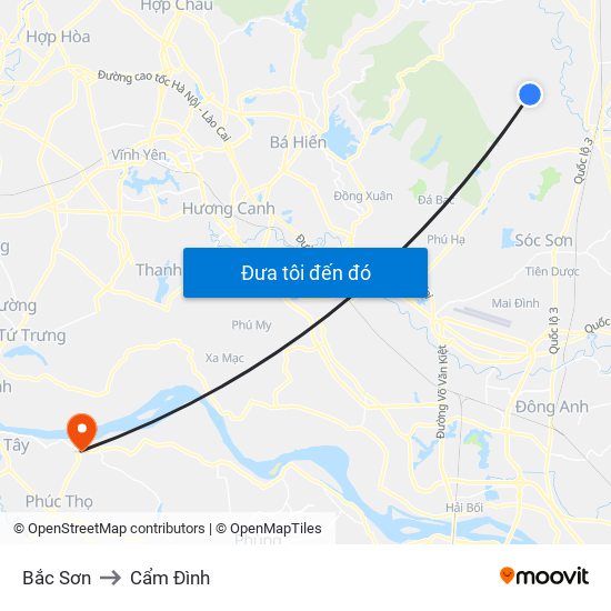 Bắc Sơn to Cẩm Đình map