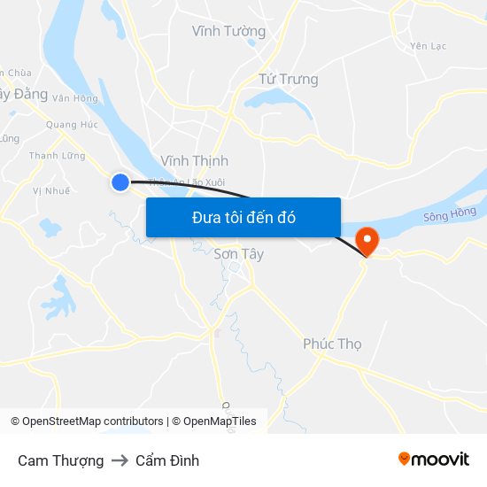 Cam Thượng to Cẩm Đình map