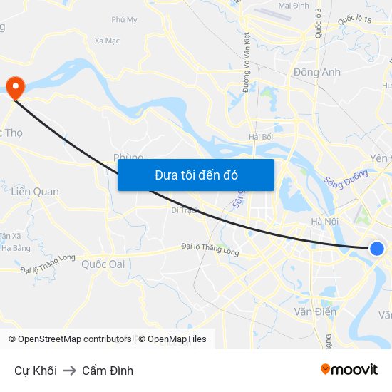 Cự Khối to Cẩm Đình map