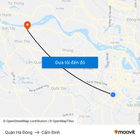 Quận Hà Đông to Cẩm Đình map