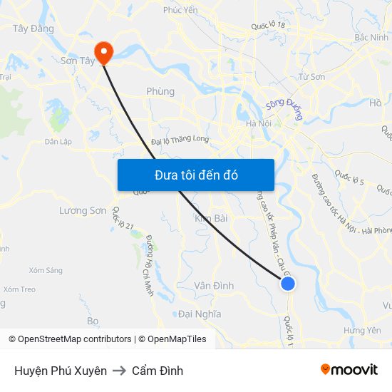 Huyện Phú Xuyên to Cẩm Đình map
