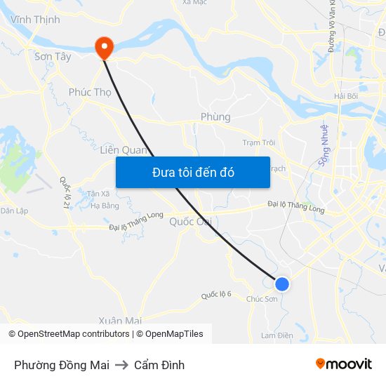 Phường Đồng Mai to Cẩm Đình map