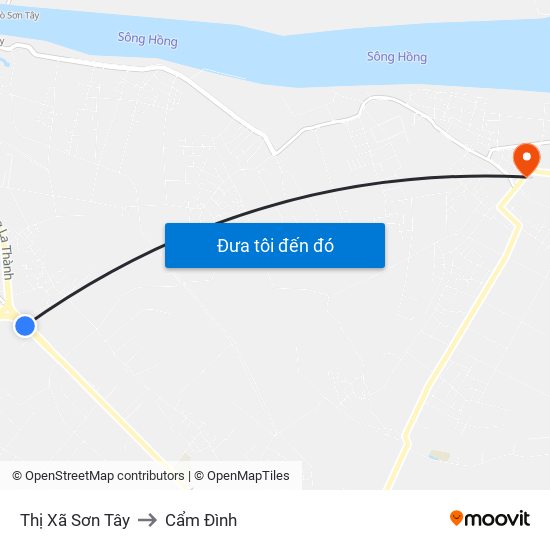 Thị Xã Sơn Tây to Cẩm Đình map