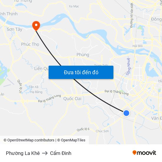 Phường La Khê to Cẩm Đình map