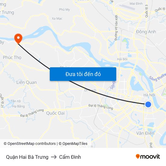 Quận Hai Bà Trưng to Cẩm Đình map