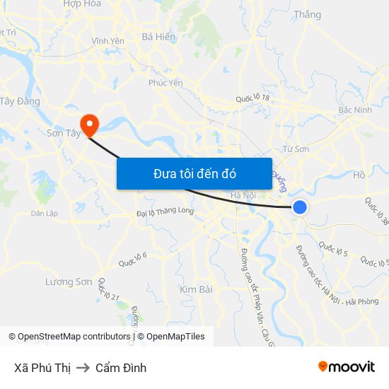 Xã Phú Thị to Cẩm Đình map