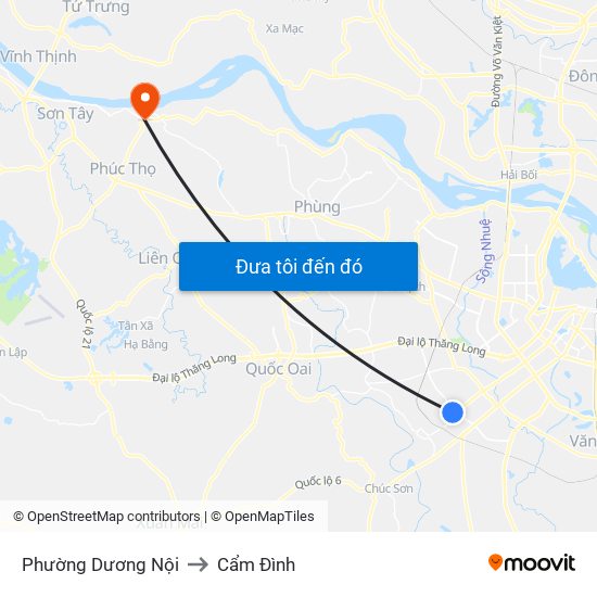 Phường Dương Nội to Cẩm Đình map