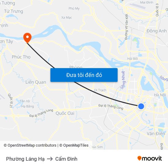 Phường Láng Hạ to Cẩm Đình map