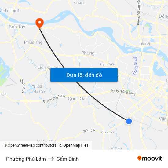 Phường Phú Lãm to Cẩm Đình map