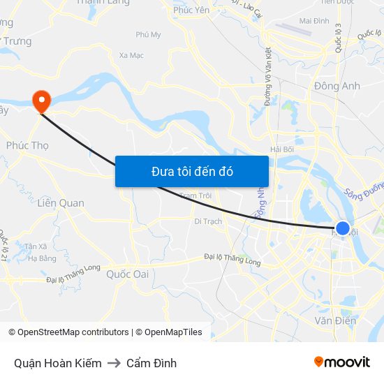 Quận Hoàn Kiếm to Cẩm Đình map