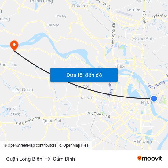 Quận Long Biên to Cẩm Đình map
