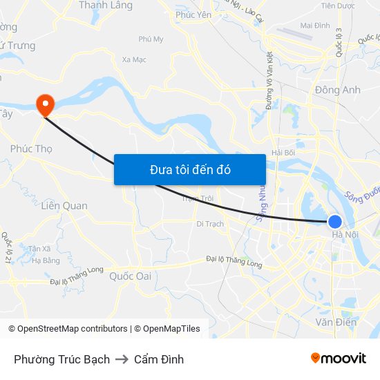 Phường Trúc Bạch to Cẩm Đình map