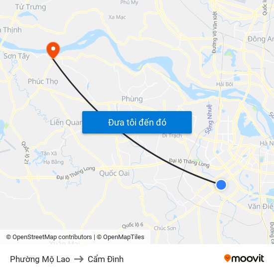 Phường Mộ Lao to Cẩm Đình map