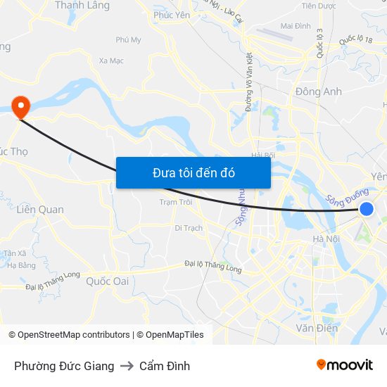 Phường Đức Giang to Cẩm Đình map