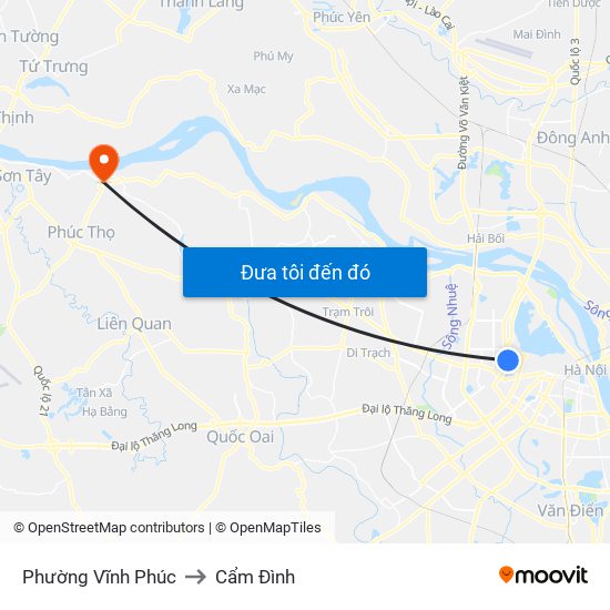 Phường Vĩnh Phúc to Cẩm Đình map