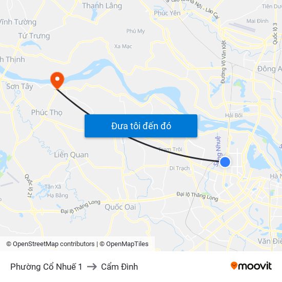 Phường Cổ Nhuế 1 to Cẩm Đình map