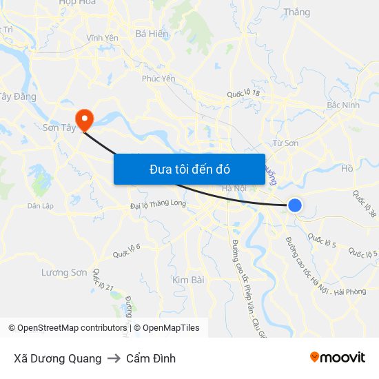 Xã Dương Quang to Cẩm Đình map