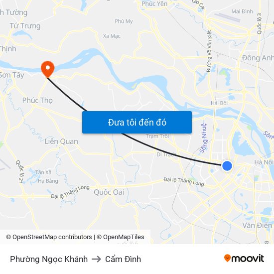 Phường Ngọc Khánh to Cẩm Đình map