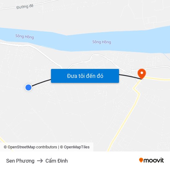 Sen Phương to Cẩm Đình map