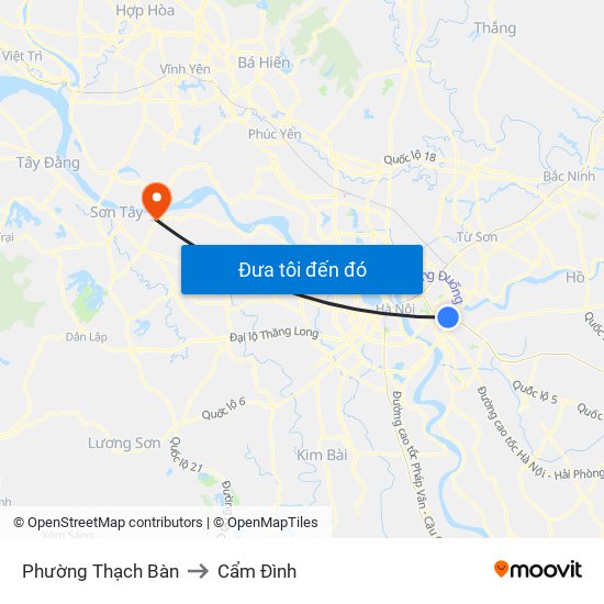Phường Thạch Bàn to Cẩm Đình map