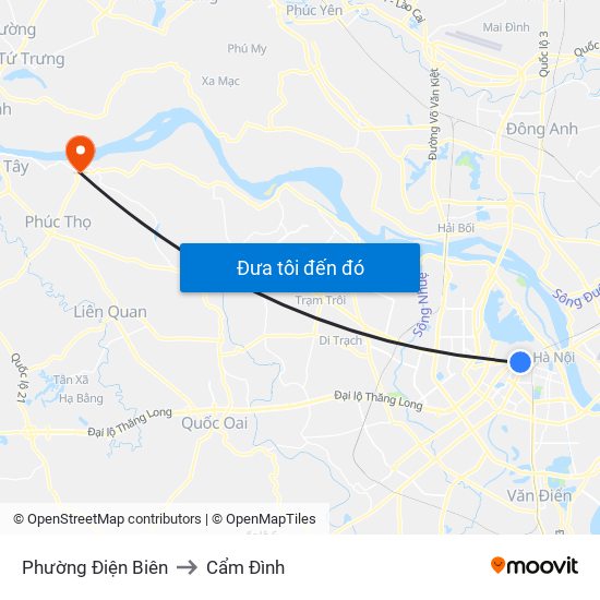 Phường Điện Biên to Cẩm Đình map