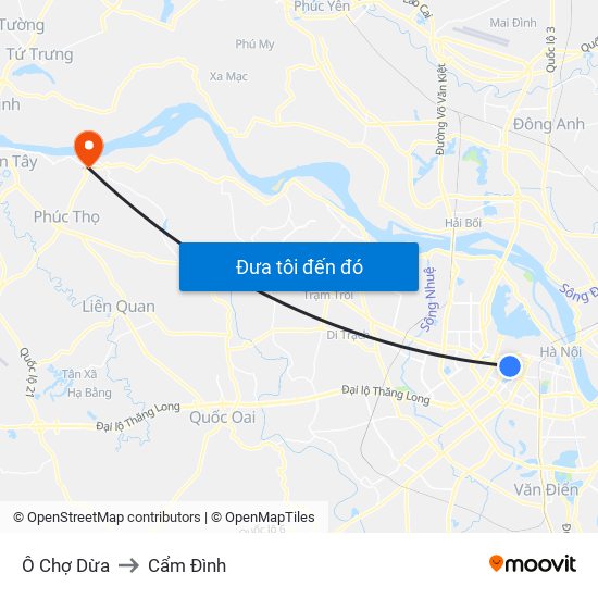 Ô Chợ Dừa to Cẩm Đình map