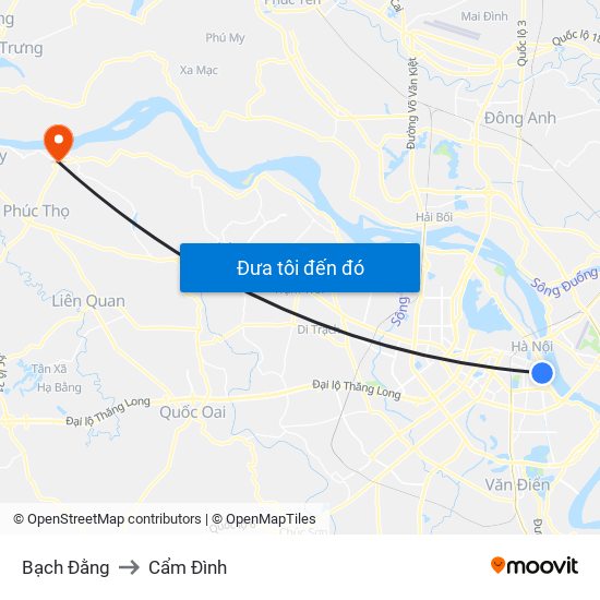 Bạch Đằng to Cẩm Đình map