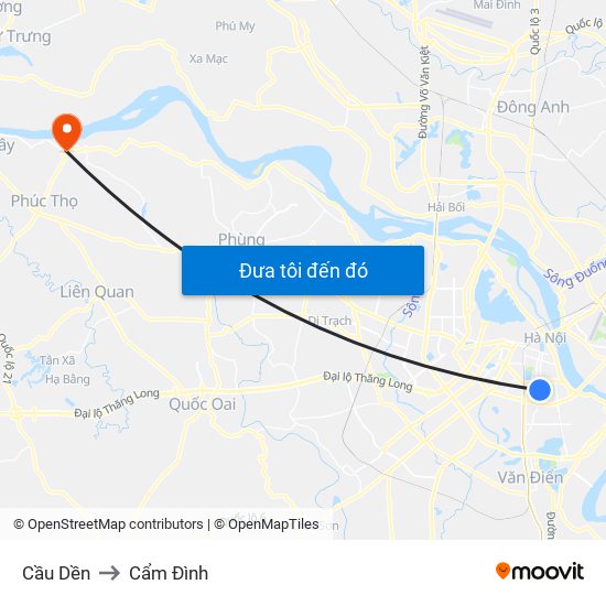 Cầu Dền to Cẩm Đình map